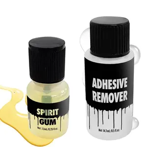 Spirit Gum and Adhesive Remover Kit - Large | Safe Non-Toxic Costume Glue for Beards, Prosthetics, Wigs & More - Easy Apply and Remove - 7.3 ml/14.7ml