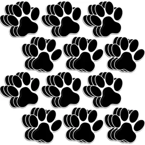 Junkin 60 Pcs Mini Paw Prints Cutouts Accents Bulletin Board Patrol Table Decorations Wall Decal Poster for Kids Educational School Home Party Supplies(Black)