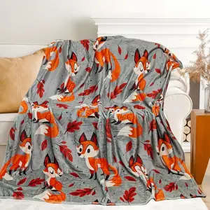 Cute Fox Blanket for Women Girls Kids Adults Flannel Throw for Sofa Couch Bed Living Room, Gifts for Animal Lovers summerwins