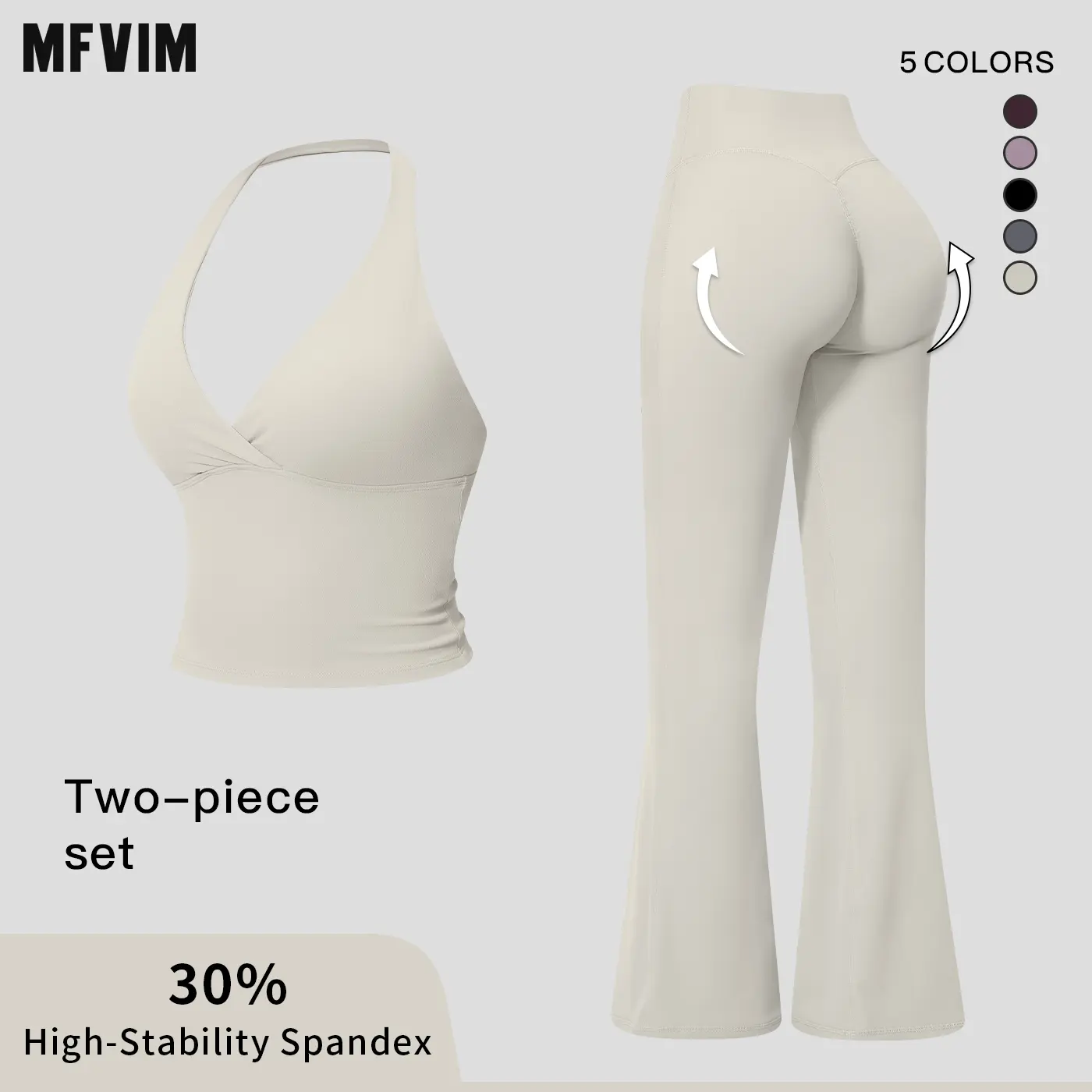 MFVIM Women’s New Twist Knot V-Neck Halter Long Yoga Set — Back-Enhancing Waist-Defining Tank Top + High-Waist Butt-Lifting Flared Pants Two-Piece Set,travel essentials,camping essentials