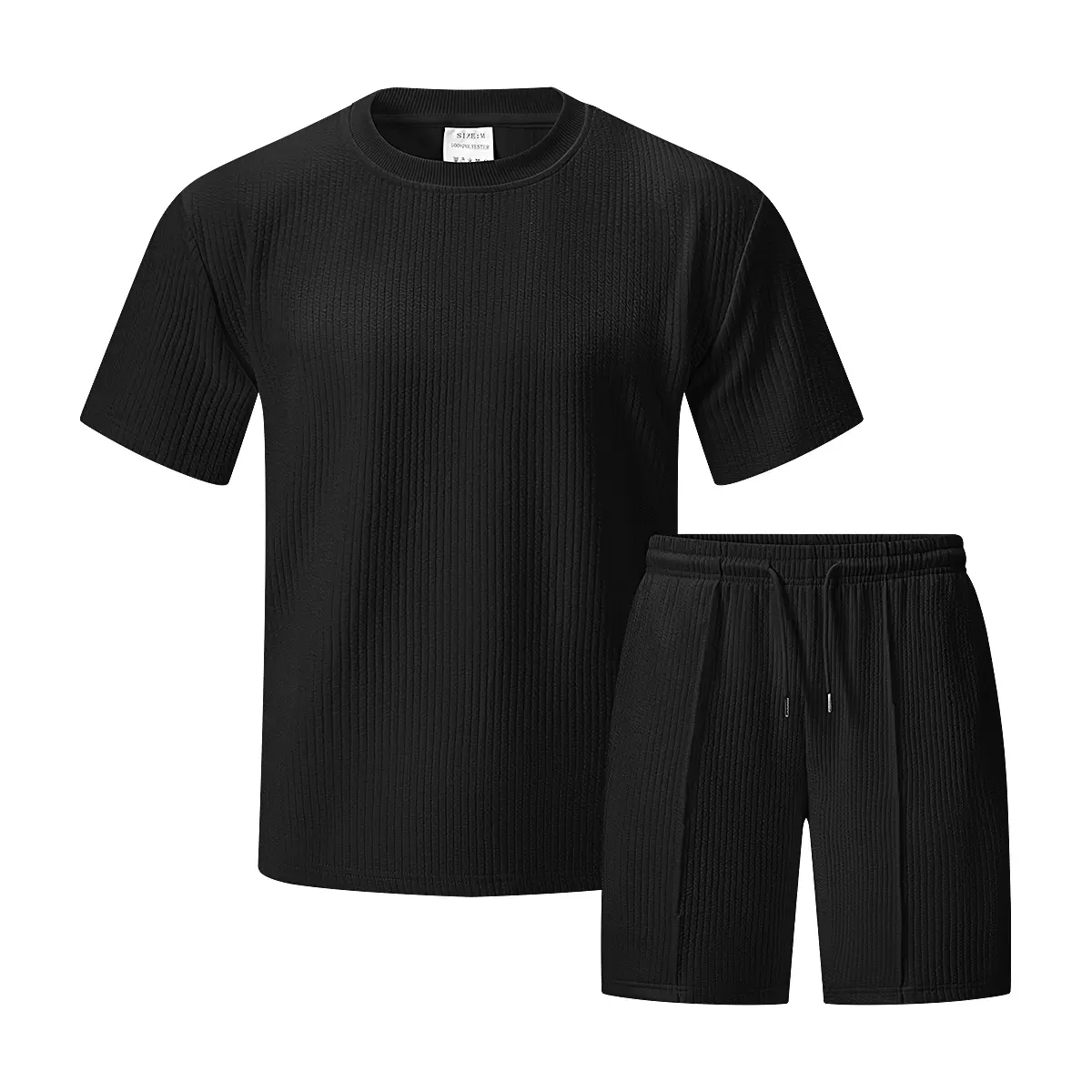 Men's 2-Piece Shortsleeve Crew Neck Clothes Set, Menswear with Drawstring Shorts, Soft Knitted Fabric for Summer Beach Vacations, Daily Wear