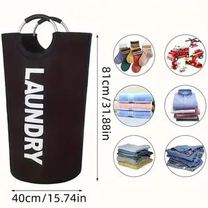 Space-Saving 90L Collapsible Laundry Basket with Aluminum Handle, Slim Foldable Hamper for Apartment & Rental Living, Water-Resistant Large-Capacity Clothes Bin That Tucks into Narrow Gaps, Portable Storage Organizer for Dorm, RV & Small Laundry Rooms