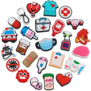 25 |   50count Medical Shoes Decoration Charms fits for Clog Sandals, PVC Nurse Stethoscope Shoe Decorations for Adults Women Men