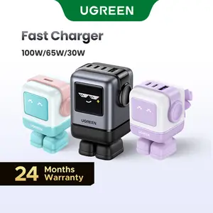 UGREEN Uno 100W/65W/30W/USB C Charger 3/4-Port Robot GaN Fast Charger PPS PD3.0 for iPhone 17 16 15 14 Pro Max, Galaxy S24/S23 Ultra, Fast Charge for Laptop Macbook Air-Black Friday Electronic Charging,tiktokshopstockup,mothersdaygift outdoorfun