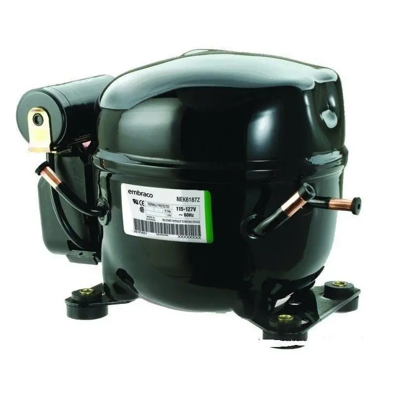 FFI10HBX1 Nidec Embraco Compressor, hermetic, low temp, 1/3 HP, R134a, 115/1/60 volt, service valve