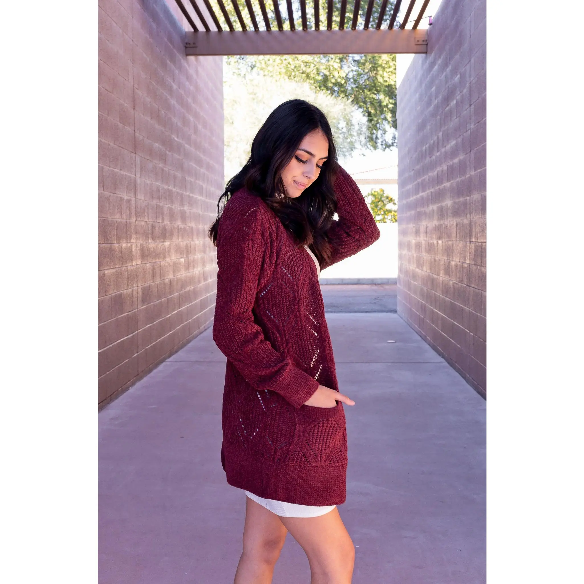 Burgundy - Give Me Snow Chenille Cardigan