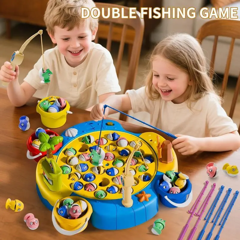 Magnetic Fishing Fun Board Game for 3-6 Year Olds, 66-Piece BPA-Free Set with 360-Degree Rotation Board, Safety-First Multiplayer Nature Exploration Toy, Toddler Birthday/Halloween/Christmas Gift (Includes Game Pieces), Fun Board Games