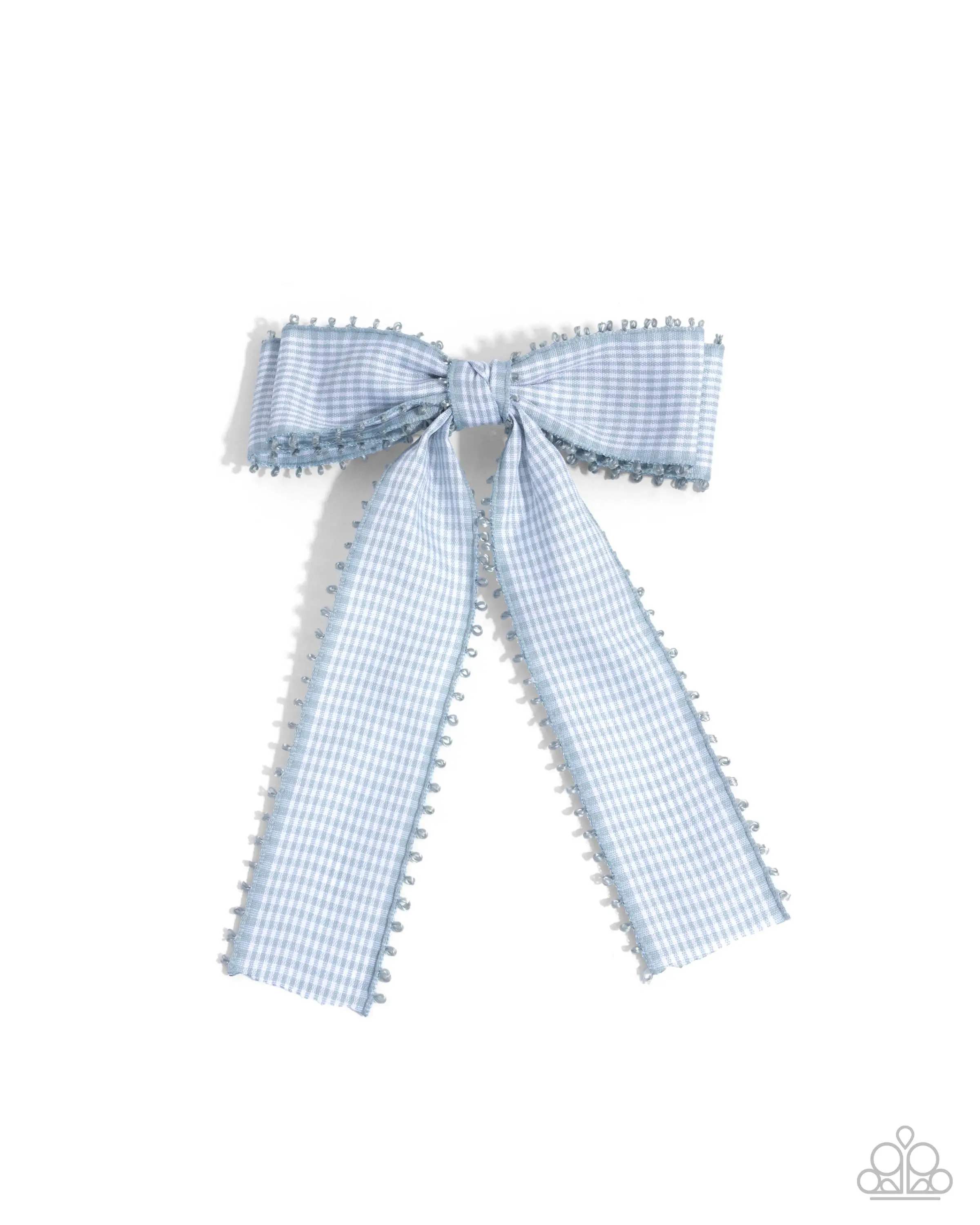 Checkered Chic - Blue Gingham Bow Hair Clip - Paparazzi