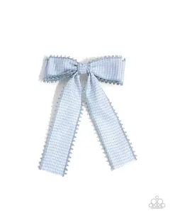 Checkered Chic - Blue Gingham Bow Hair Clip - Paparazzi