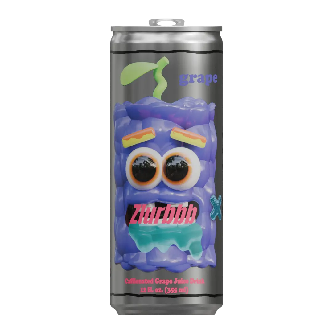 Grape ZLURBBB Pack - Original Caffeinated Grape Juice Drink 12 fl oz 6 Pack with Less Ingredients Than Leading Energy Drinks