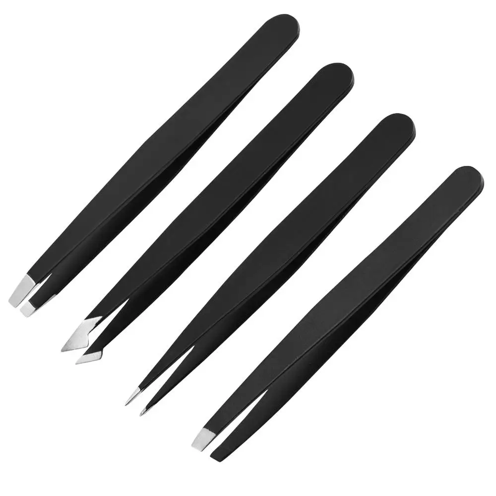 Stainless Steel Eyebrow Tweezers Set, 4pcs Multifunctional Eyebrow Trimmers, Eyebrow Styling Tool for Beauty Salon and Home Use, Skincare Tools