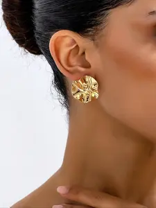 Women's Asymmetric Round Earrings, Casual Everyday Wear Asymmetrical Zinc Alloy Jewelry, All-Season Accessory, Lightweight Design, Perfect Gift Idea, Statement Earrings