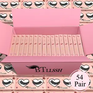 Cat Eye False Eyelashes with Gift Box, 54 Pairs Natural Curling Faux Cluster Full Volume Fake Eyelash for Lashes Extensions, Volumized False Eyelash for Women Makeup, High Quality Eyelashes, Feline Lash Look