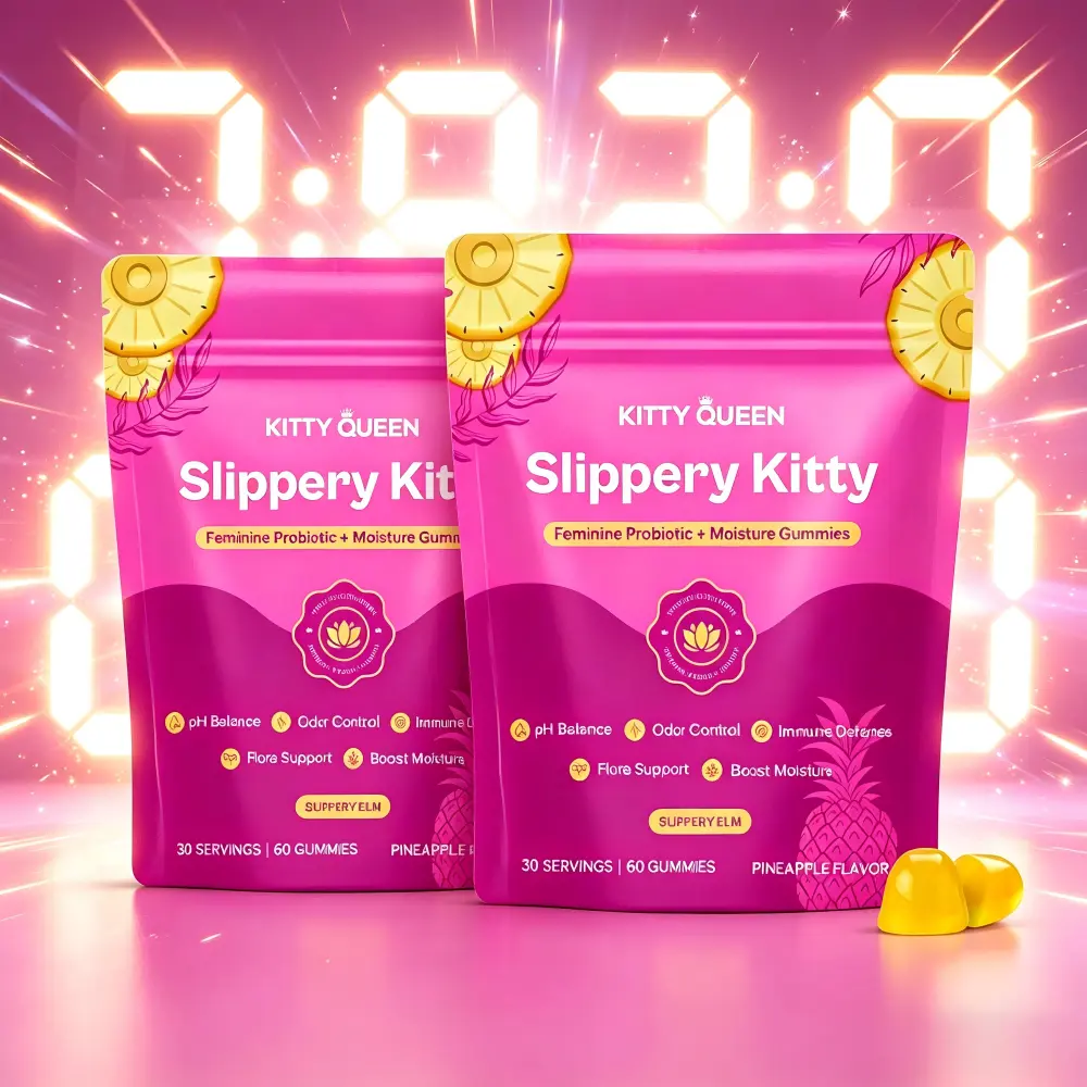 Natural Slippery Elm Feminine Probiotic Gummies, Prebiotics Boost Beneficial Bacteria, Lactobacillus Blend Controls Odor, Hawaiian Pineapple 60ct