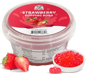 52USA Strawberry Popping Boba (500g), Popping Pearls for Bubble Tea, Beverages, Sweets, Ice Cream, Shakes, Desserts & Smoothies Topping, 1.1 Pound (Pack of 1)