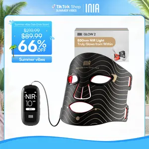 INIA GLOW 2 Red Light Therapy Mask , 4 Light Modes with 850nm NIR, 2600mAh Rechargeable LED Face Mask for Skincare at Home and Travel, Mother's Day Special Gift