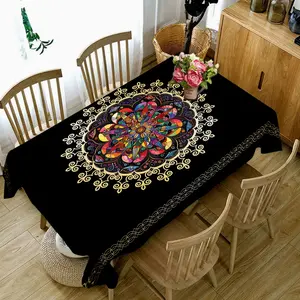 1 piece of 2D printed tablecloth, Moroccan pattern, geometric design, washable, suitable for kitchen, dining table, and restaurant decoration