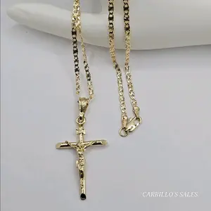 christ On The Cross small chain gold-plated 18"inches