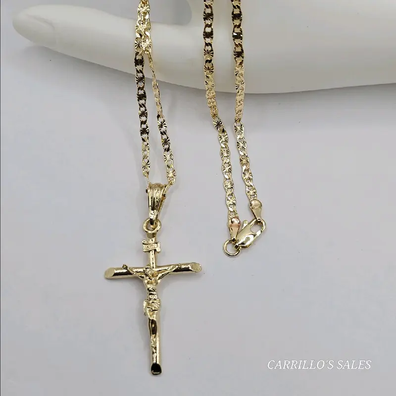 christ On The Cross small chain gold-plated 18"inches