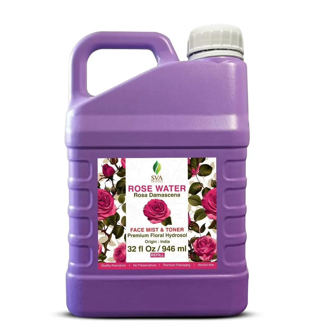 SVA Rose Water Fragrance Spray - Single Item, 32 fl oz (946ml), 24-Month Shelf Life, Refreshing Floral Daily Scent, All-Over Body & Hair Spray for Hydration, Skin Nourishment, Room Aromatherapy, Bathwater Boost, Self-Care Essential