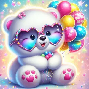 5D DIY Full Drill Round Diamond Painting - Diamond Painting Kit Panda, Balloon. Mosaic Canvas DIY Wall Art, Home Wall Decoration.