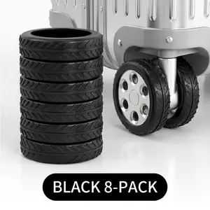 8 Pack Universal Silicone Luggage Wheel Covers - Anti-Wear, Noise-Reducing, Silent Operation - Airplane Travel Accessories, Travel Must Haves for Suitcases (Black, Gray, Orange)