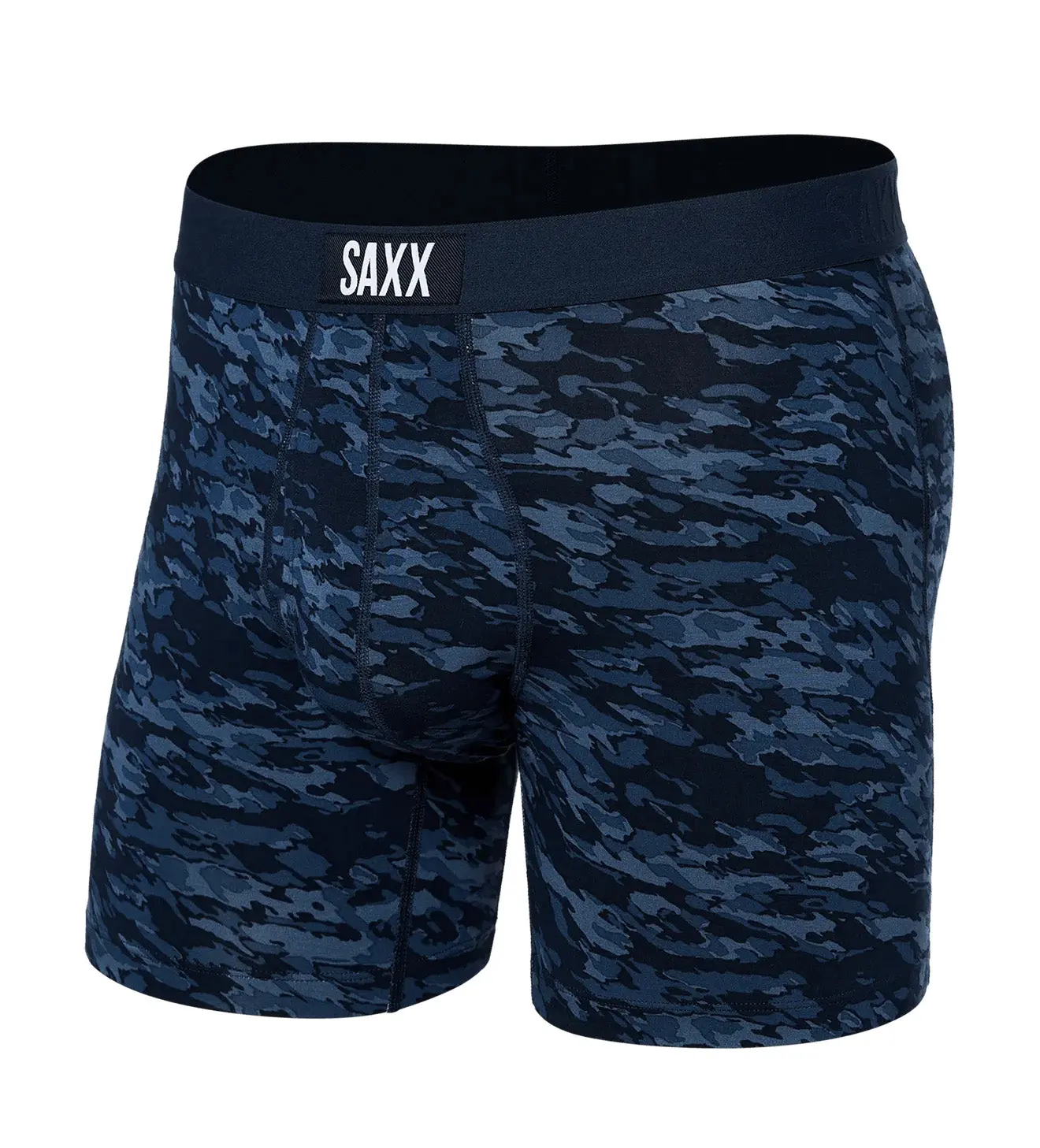 Men's SAXX Vibe Xtra Cloudbank Camouflage Slim Fit Boxer Briefs - 6 in Breathable Soft Underwear with Ballpark Pouch, Breathes Easy, Fly & Pouch Ready, Camo Camo Vibe, Size M, Soft Viscose