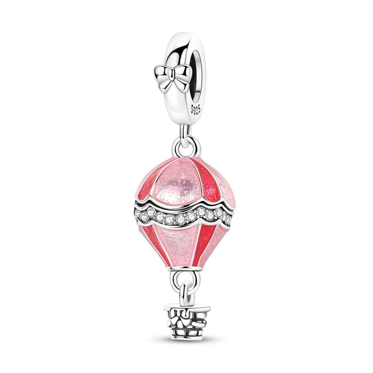 MULA 925 Silver-plated Hot Air Balloon Locket with Cubic Zirconia, Openable Charms & Pendants for Women, Adventure Jewelry Gift for Girl, Fits Bracelets with 4.5mm Core, Valentines Day, Women's Fashion, Casual, Female
