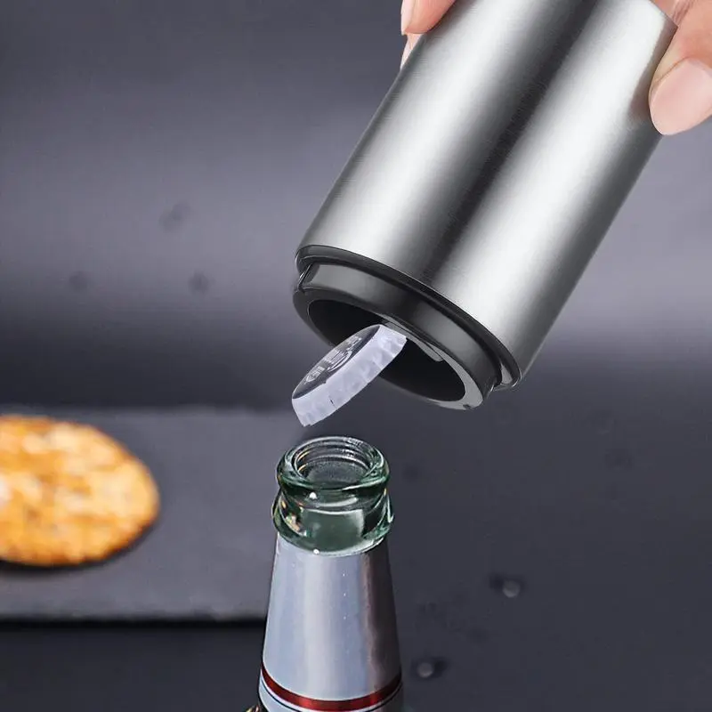 Stainless Steel Magnetic Pocket-Sized Bottle Opener - 1-Hand Operation, Cap-Saving Soda Can Tool, Compact Easy-Clean Bar Utensil, Ideal Gift for Father’s Day, Outdoor Camping, Watch Party Beer Beverages