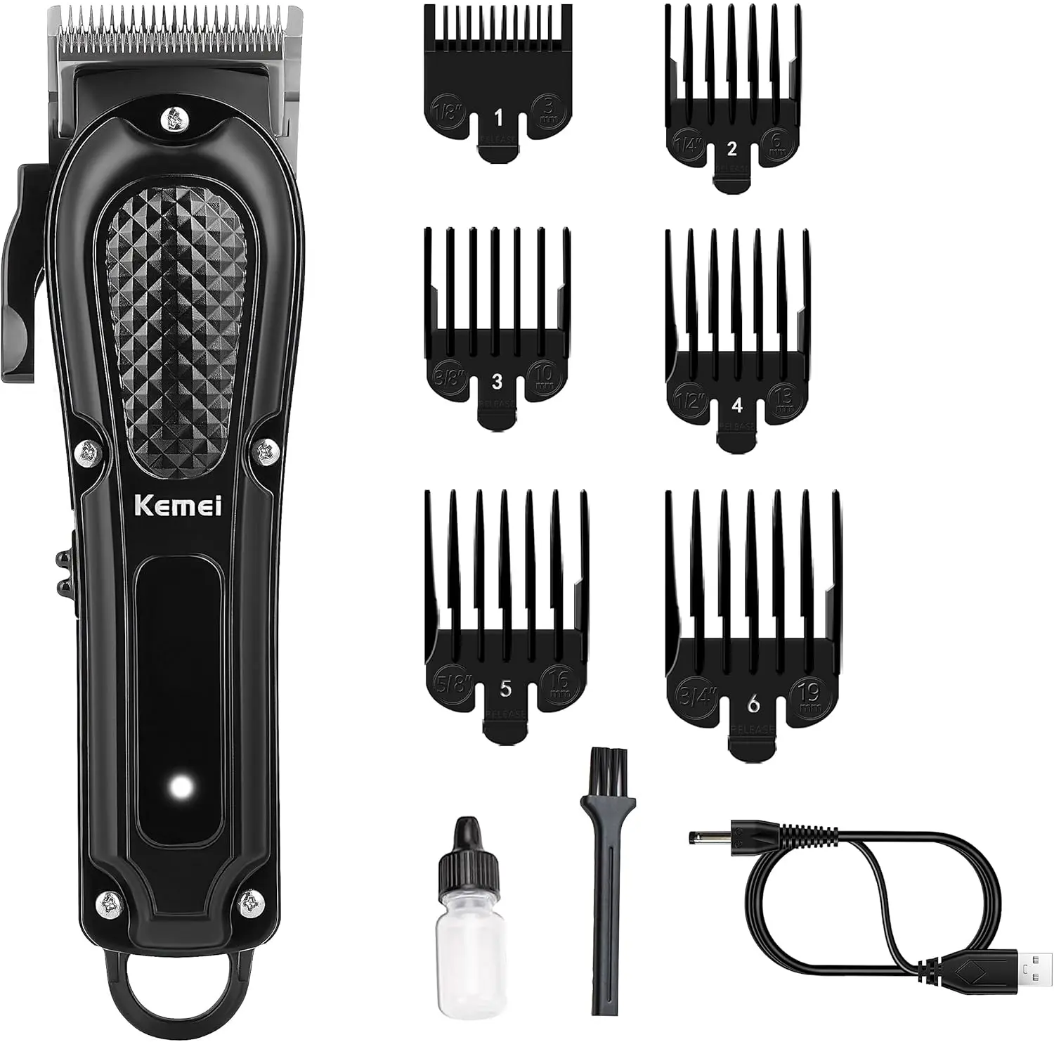 KEMEI Men's Hair Cutting Scissors Professional Hair Scissors Cordless and Wired Rechargeable Beard Trimmer Brush Adjustable Clipper Handle