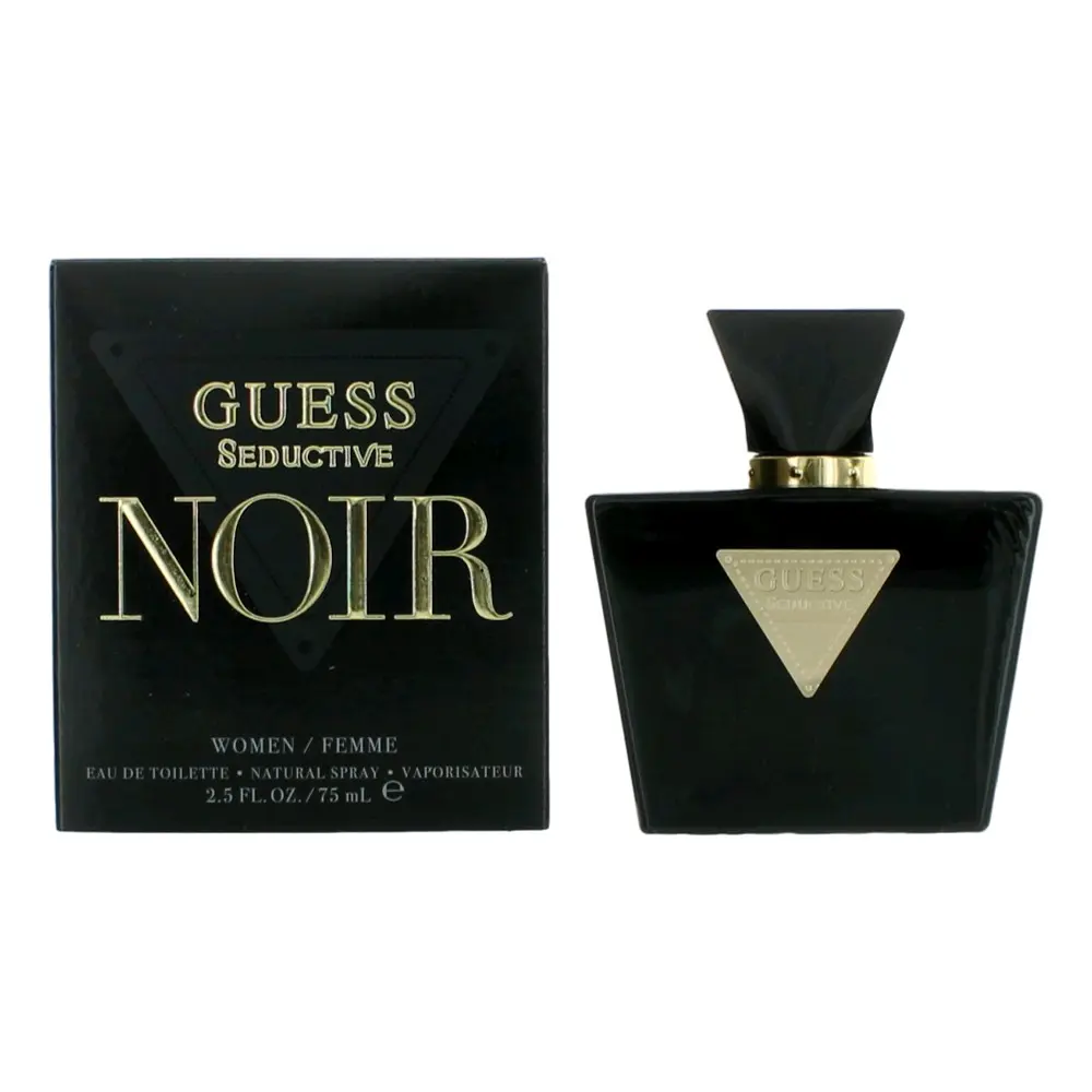 GUESS Seductive Noir Eau De Toilette for Women, Captivating Fragrance Spray, 2.5 oz / 75ml in a Sleek Black Bottle with Box, 2 To 2.9 Fl Oz, Gold Triangle Logo, Natural Spray