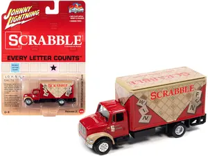 1999 International Cargo Truck Red w/Graphics "Scrabble" "Pop Culture" 2022 Release 2 1/64 Diecast Model Car by Johnny Lightning