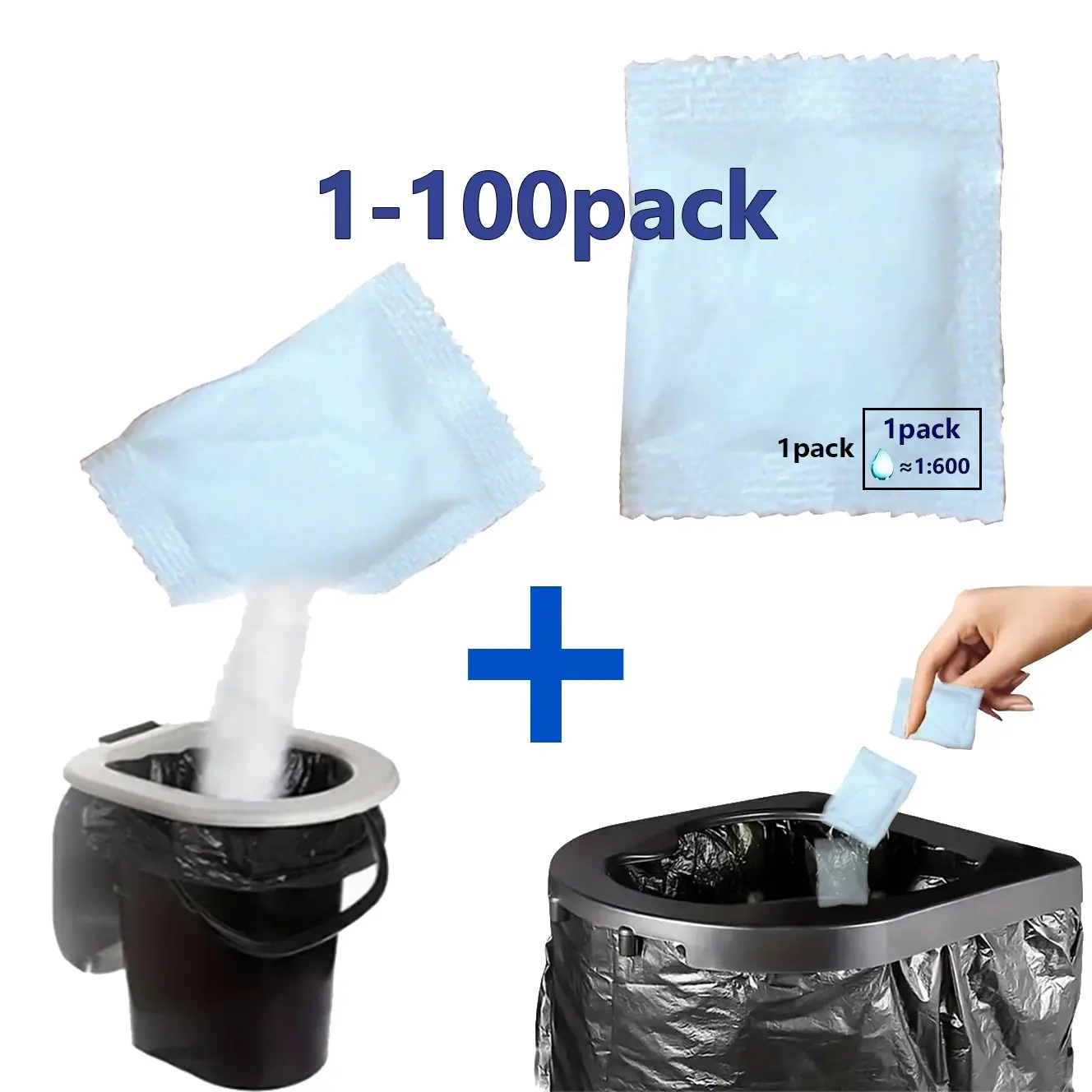 Portable Camping Gel Toilet, Odor Eliminating Urine Liquid Waste Gel, Super Absorbent Sap Powder, Outdoor Emergency Use, Portable Travel Toilet, Travel Potty, Camping Supplies, Camping Toilets Portable