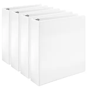 3 Ring Binders, 2 Inch, 4 Pack, D-Ring Organizer for School, Home Office, White