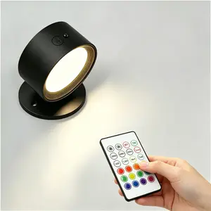 Wall-Mounted RGB Color-Changing Dimmable Touch Lamp, Rechargeable, 3 Color Temperatures, Touch Control, Remote, 360° Adjustable, Ideal for Reading, Adjustable Lights