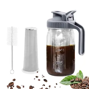 Portable Tea Pot Mason Jar Cold Brew Coffee Pitcher for Ice Tea Fruit Juice