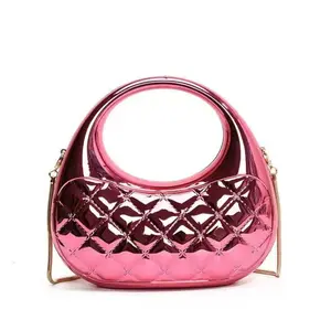Glossy Candy Color Evening Bag Original Niche Rhombus High-end Women's Hand-held Acrylic Shiny Crystal Bow Clutch Purse