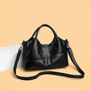 Women's Vintage Brown Faux Leather Tote Bag - Detachable Strap for Crossbody or Handheld Use Monogram Hobo Shoulder