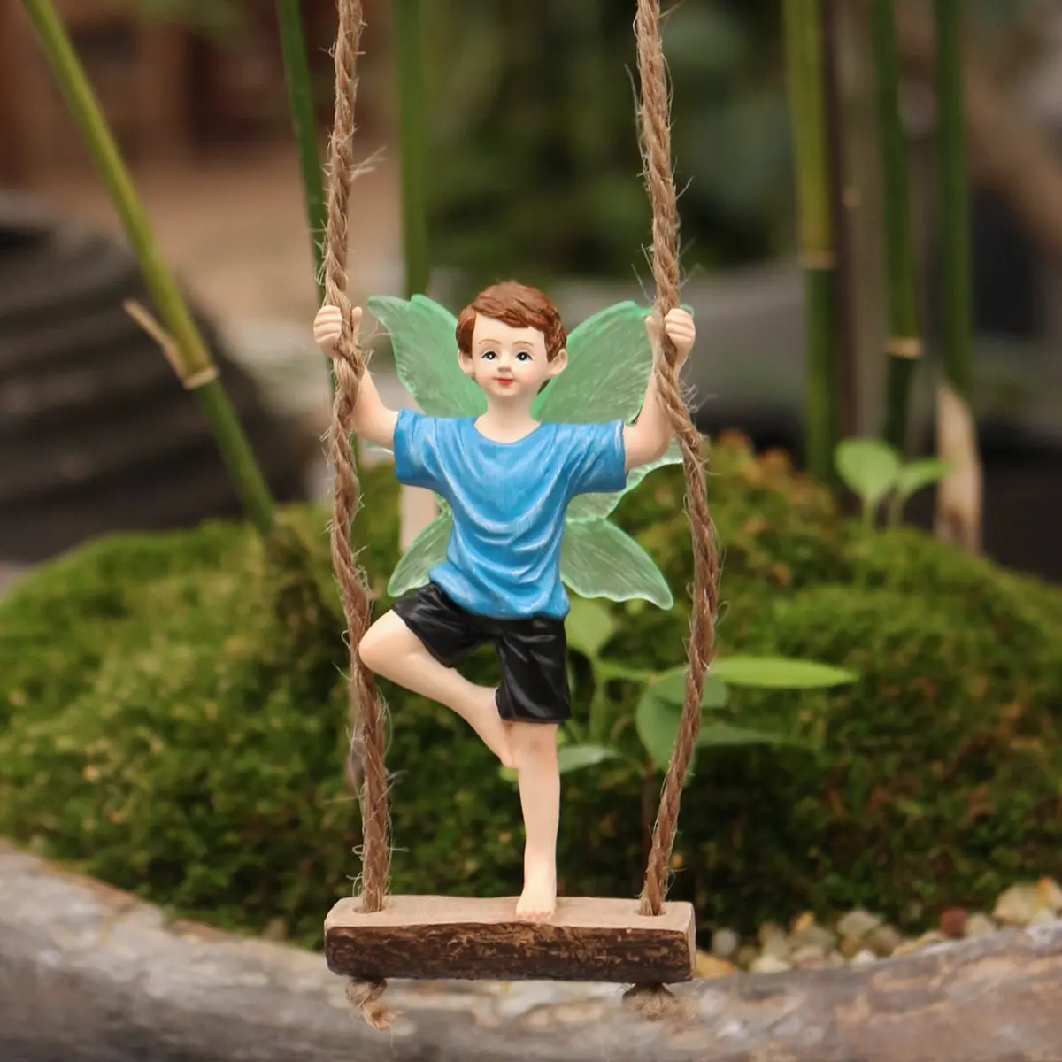 Swing Fairy with Glowing Wings Resin Figurine, Perfect Hanging Decoration for Valentine's Day & Seasonal Parties, Enchanting Home Decor, Garden Decorations