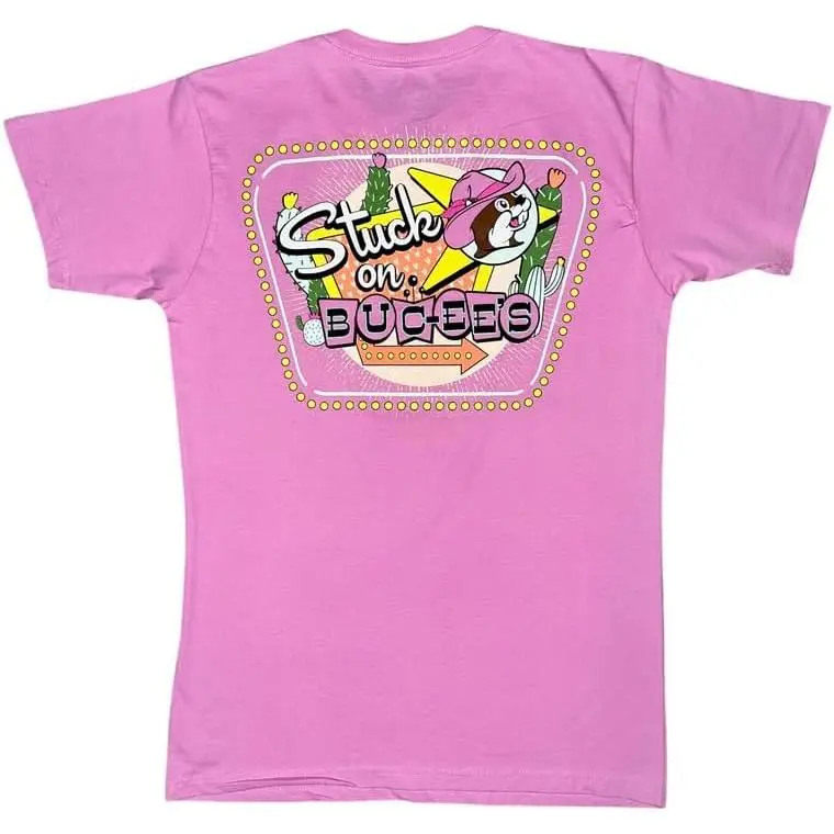Buc-ee's Camiseta Stuck on Pink con gráfico de castor vaquero y cactus 2026