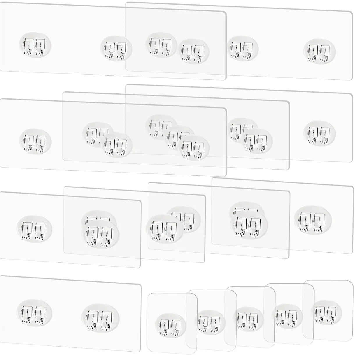 15 Pack Shower Caddy Adhesive Replacement - Strong No Drilling Shower Shelf Adhesive Hooks for Bathroom Storage Shelves & Kitchen Racks, 3 Sizes Included