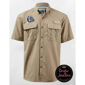 Tan Magellan Button Down with Embroidered Mascot