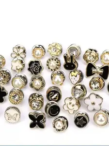 20 Counts Brooch Buttons for Women, Mini Instant Buttons Pins, Assorted Brooch Pins, Pearl Rhinestones Shirt Lapel Brooch Pins, Cover Up Buttons Pins for Clothes Coat Dress Jeans Hat Bags Decorions, Flower Brooch Pin, Fashion Accessory