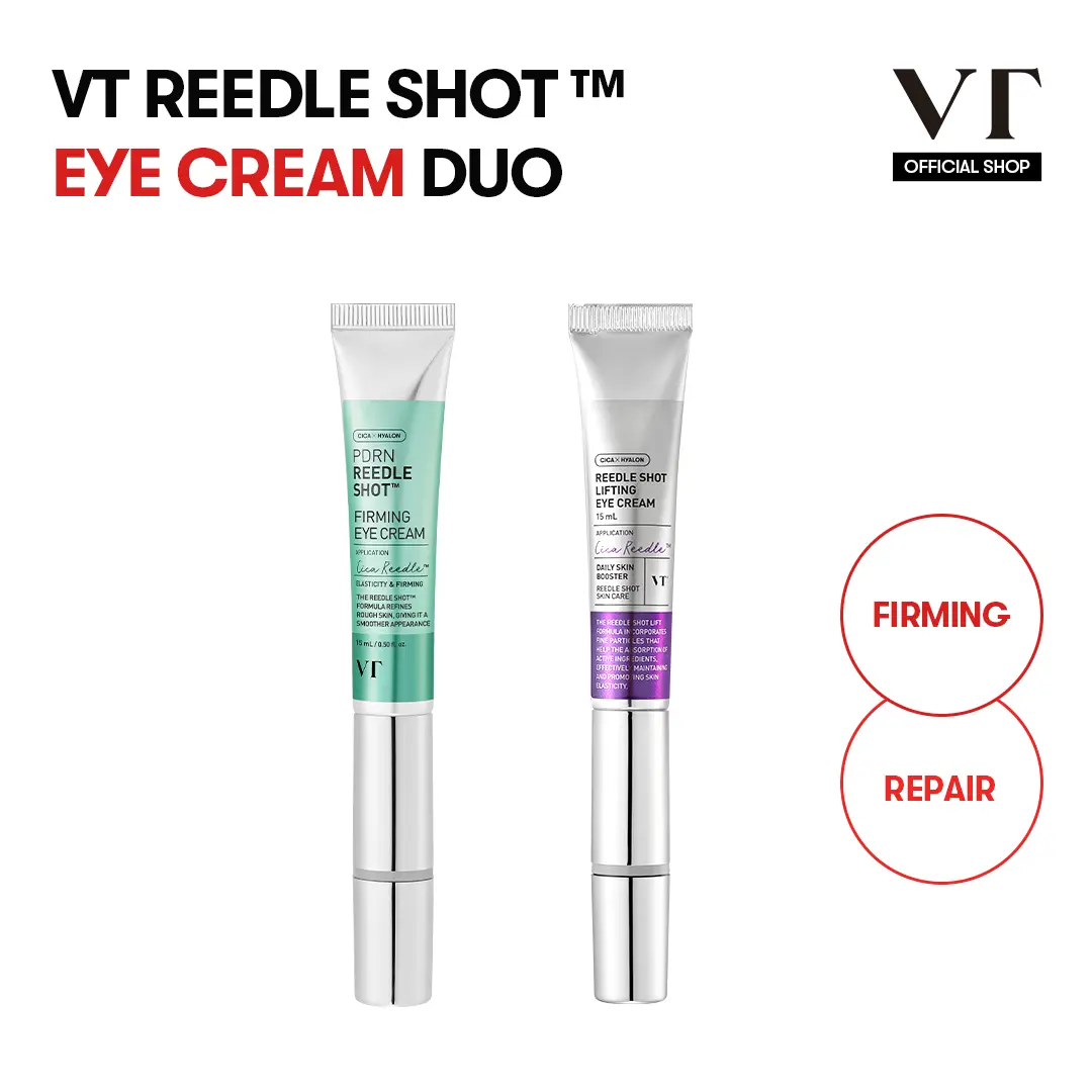 [VT COSMETICS] EYE CREAM DUO | #1 viral PDRN Micro-Vibration Eye Applicator cream with Reedle shot, Peptide, Collagen | Fine Lines, Wrinkles, Dark Circles, Puffiness & Firming Care | Under-Eyes, Crow's Feet, Smile Lines | Korean Skincare Anti-Aging