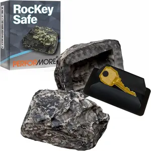 Hide a key in plain sight within a realistic rock stone; holds standard-sized spare keys.