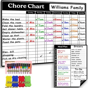 Magnetic Chore Checklist Erasable Whiteboard Set, Includes Daily To-Do List, Shopping List, Notepad, 15x11.5 Inch, Teen & Adult Use, Weekly Planner