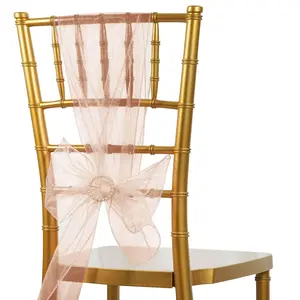20 Pack Organza Chair Sashes Dusty Rose 6"x108" – Reusable Sheer Wedding Chair Bows