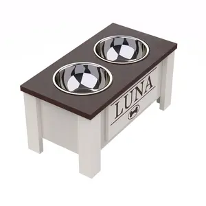 Raised Dog Bowl Stand with Internal Storage - Elevated Double Stainless Steel Dish Design for Convenient Pet Dining