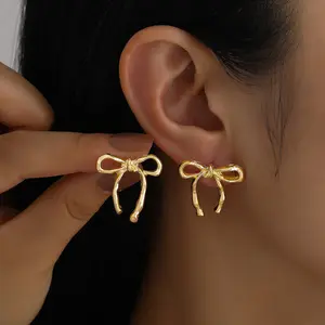 Women’s Elegant Bowknot Stud Earrings - Exquisite All-match, Trendy Party Daily Gift Jewelry