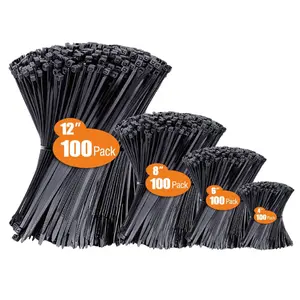 Zip Ties Assorted Sizes(4”+6”+8”+12”), 400 Pack, Black Cable Ties, UV Resistant Wire Ties
